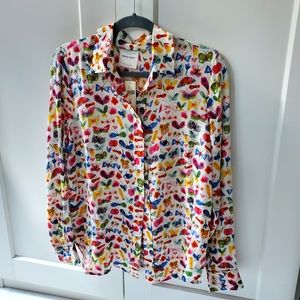 100% Silk Anthropologie blouse, butterfly print, sz 8